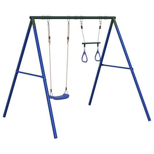 Outdoor Swing Set with Swing and Trapeze