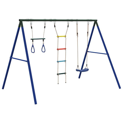 Outdoor Swing Set with Swing, Trapeze, Ladder