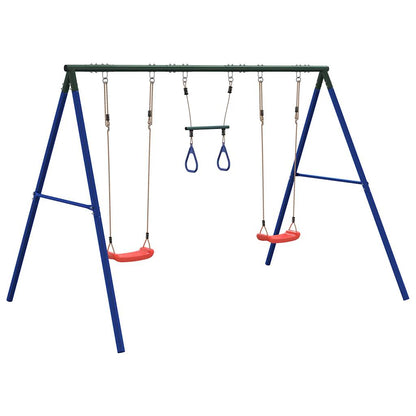 Outdoor Swing Set with Swings and Trapeze