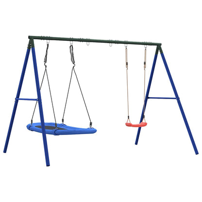 Outdoor Swing Set with Swing and Nest Swing