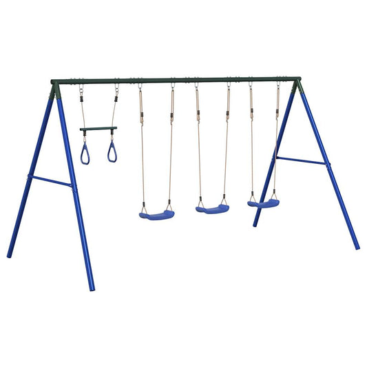 Outdoor Swing Set with Swings and Trapeze