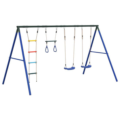 Outdoor Swing Set with Swings, Trapeze, Ladder