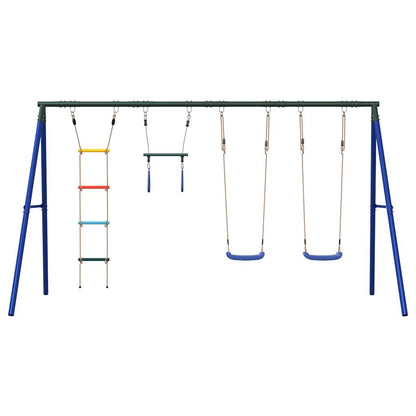 Outdoor Swing Set with Swings, Trapeze, Ladder