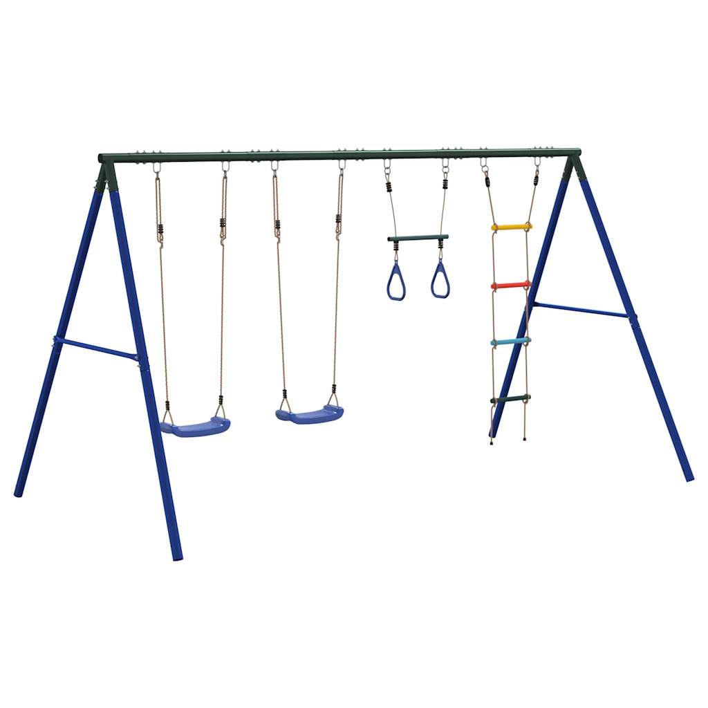 Outdoor Swing Set with Swings, Trapeze, Ladder