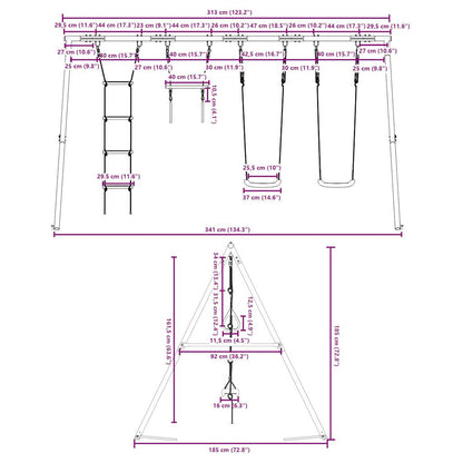 Outdoor Swing Set with Swings, Trapeze, Ladder
