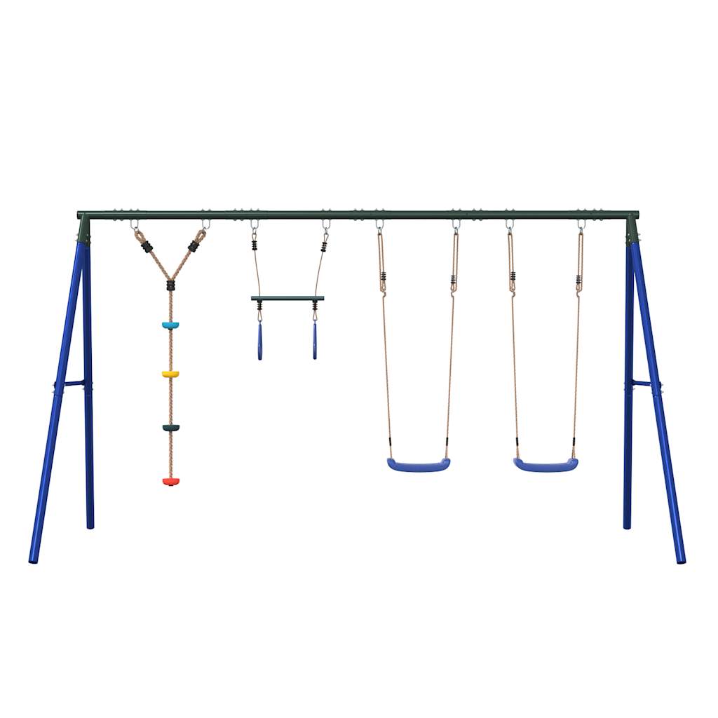 Outdoor Swing Set with Swings, Trapeze, Disc Swing