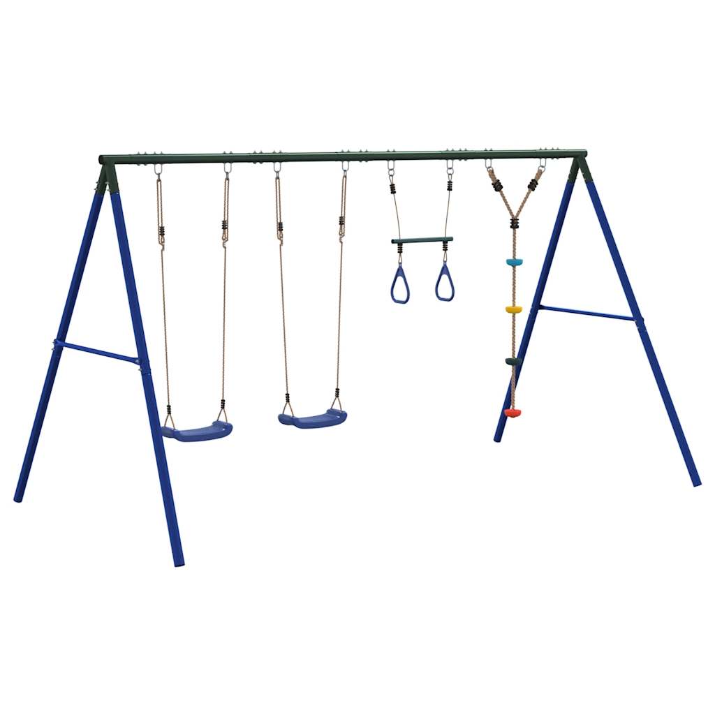 Outdoor Swing Set with Swings, Trapeze, Disc Swing