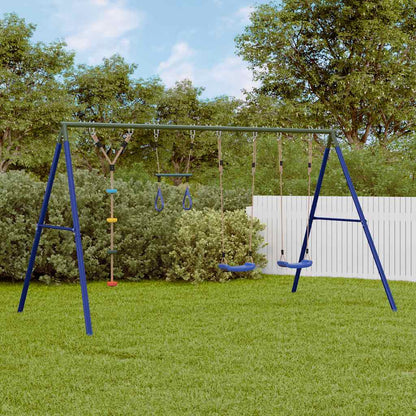 Outdoor Swing Set with Swings, Trapeze, Disc Swing