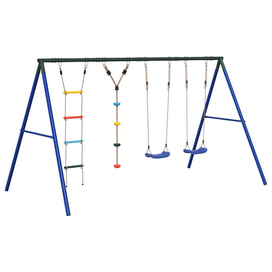 Outdoor Swing Set with Swings, Ladder, Disc Swing