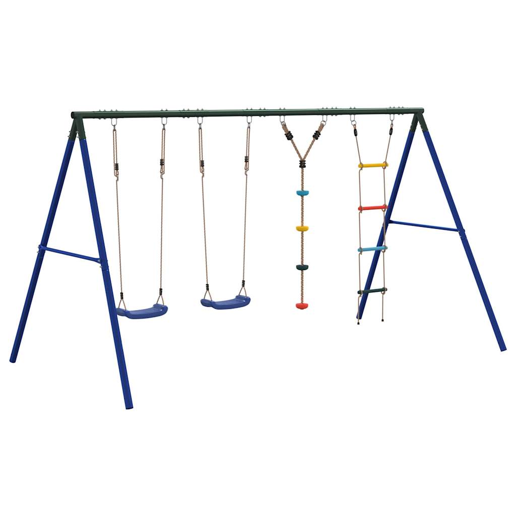 Outdoor Swing Set with Swings, Ladder, Disc Swing