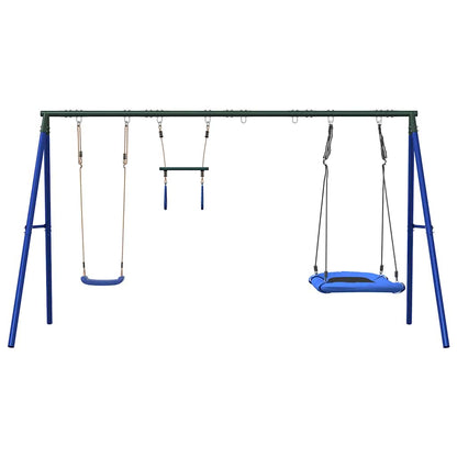Outdoor Swing Set with Swing, Trapeze, Nest Swing