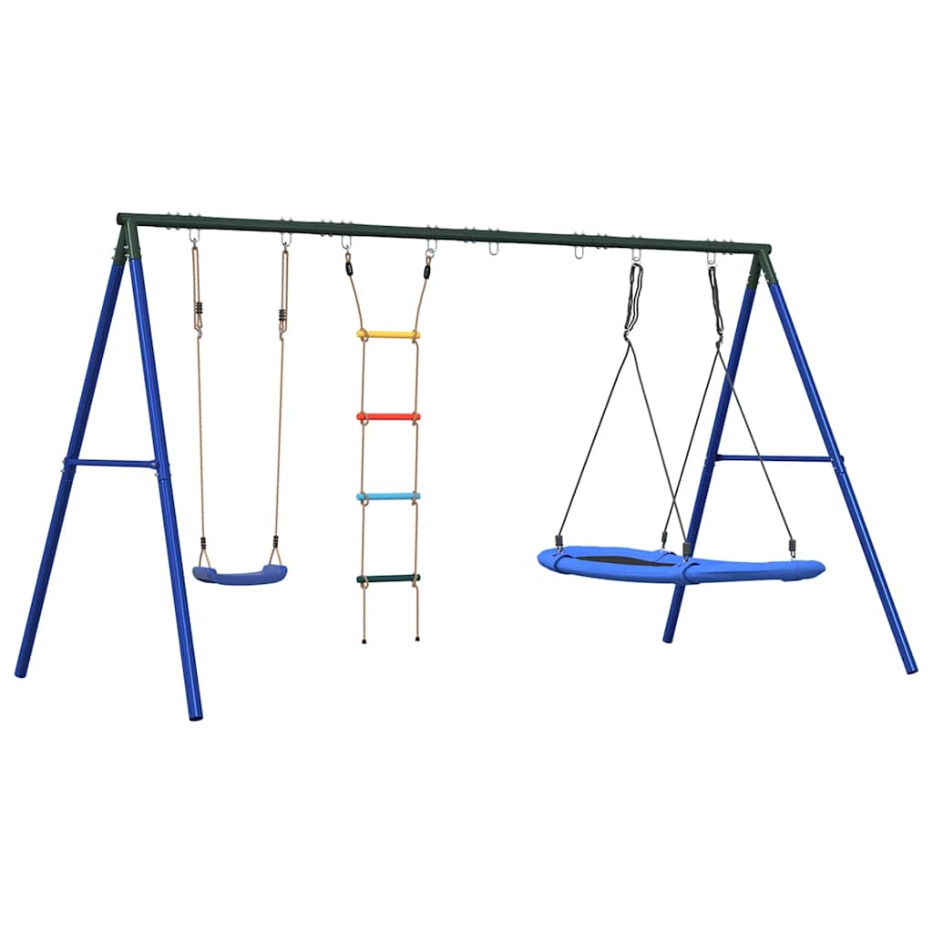 Outdoor Swing Set with Swing, Ladder, Nest Swing