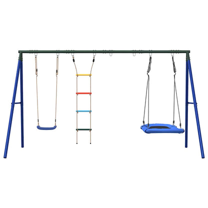 Outdoor Swing Set with Swing, Ladder, Nest Swing