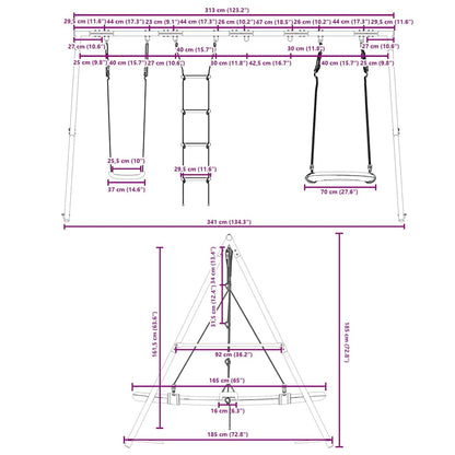 Outdoor Swing Set with Swing, Ladder, Nest Swing