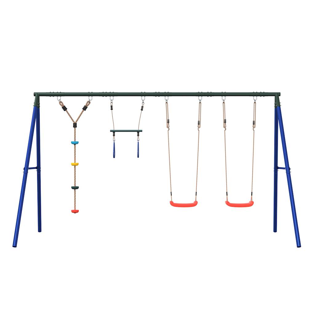 Outdoor Swing Set with Swings, Trapeze, Disc Swing
