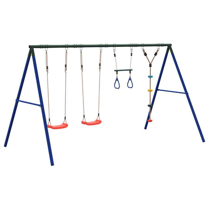 Outdoor Swing Set with Swings. Trapeze. Disc Swing