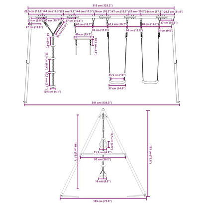 Outdoor Swing Set with Swings, Trapeze, Disc Swing