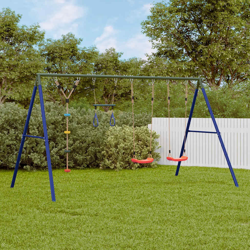 Outdoor Swing Set with Swings. Trapeze. Disc Swing