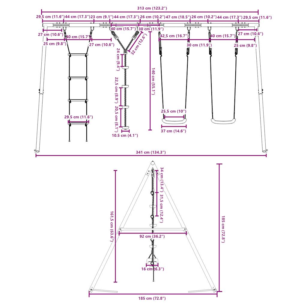 Outdoor Swing Set with Swings. Ladder. Disc Swing