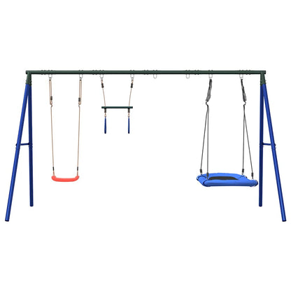Outdoor Swing Set with Swing, Trapeze, Nest Swing