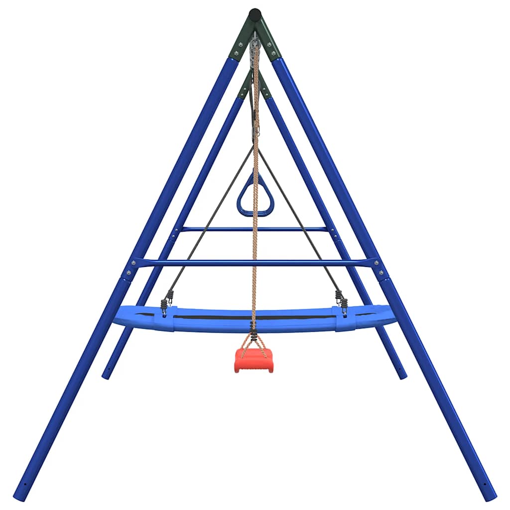 Outdoor Swing Set with Swing, Trapeze, Nest Swing