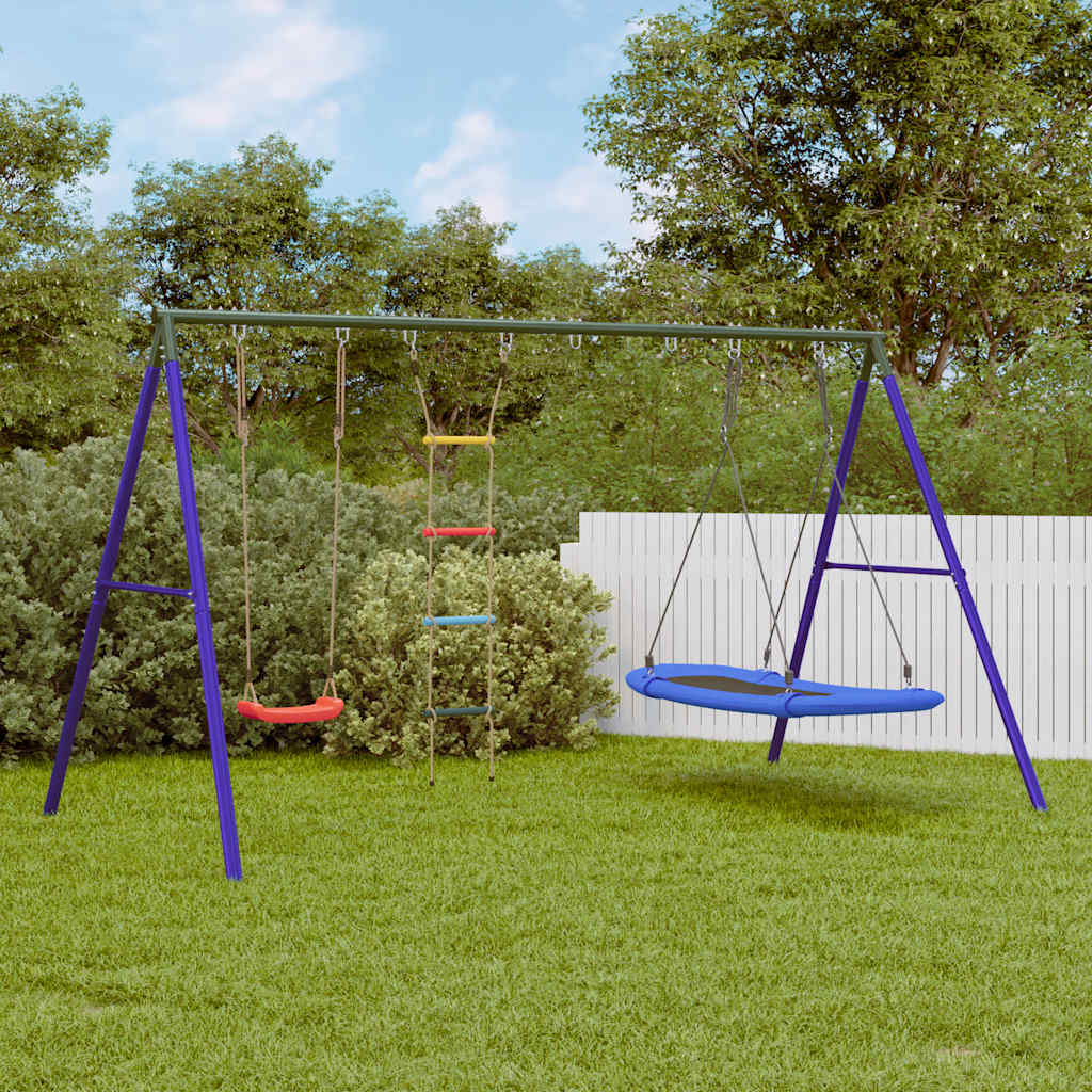 Outdoor Swing Set with Swing, Ladder, Nest Swing