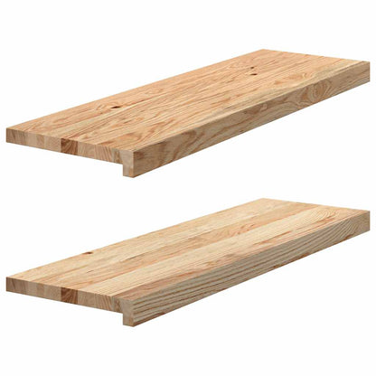 Stair Treads 2 pcs Untreated 80x25x2 cm Solid Wood Oak