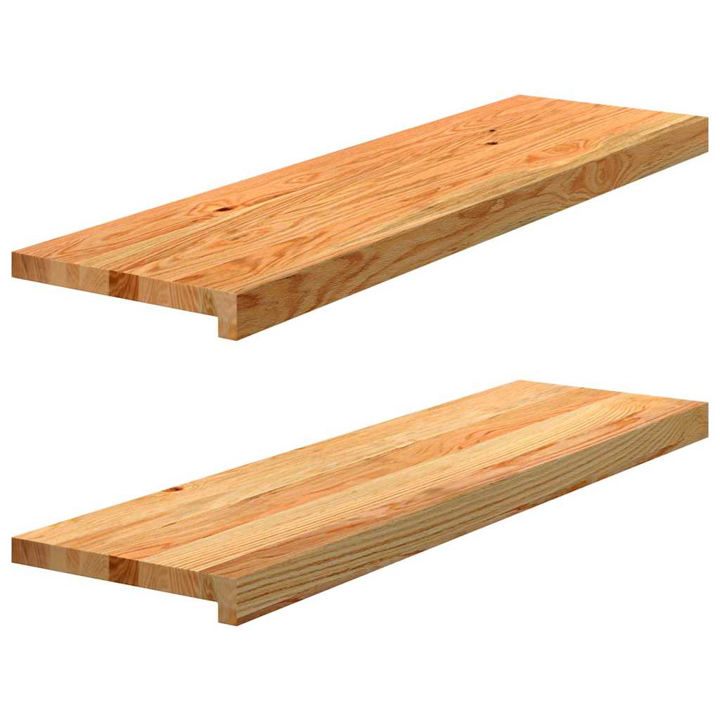 Stair Treads 2 pcs Light Brown 90x25x2 cm Solid Wood Oak