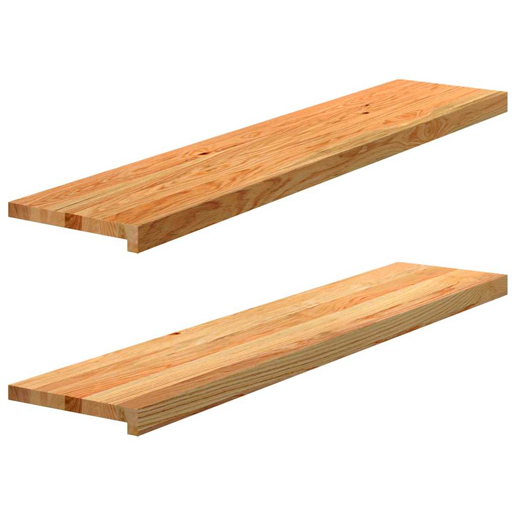 Stair Treads 2 pcs Light Brown 120x25x2 cm Solid Wood Oak