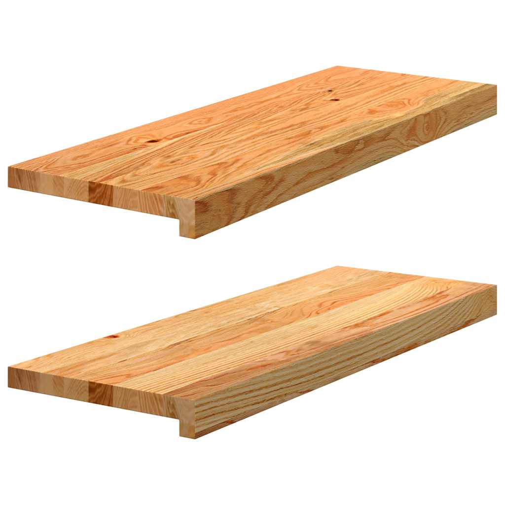 Stair Treads 2 pcs Light Brown 70x30x2 cm Solid Wood Oak