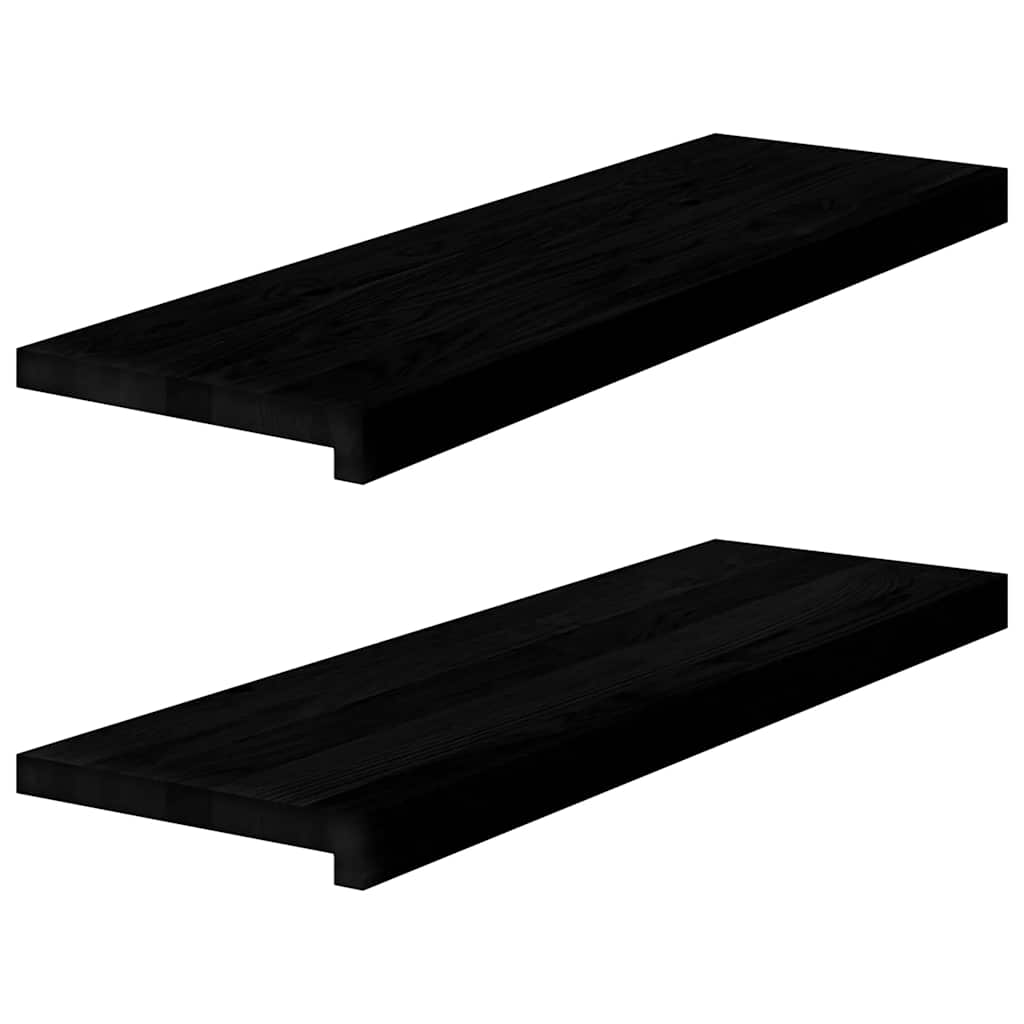 Stair Treads 2 pcs Brown Black 80x25x2 cm Solid Wood Oak