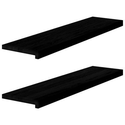Stair Treads 2 pcs Brown Black 100x25x2 cm Solid Wood Oak