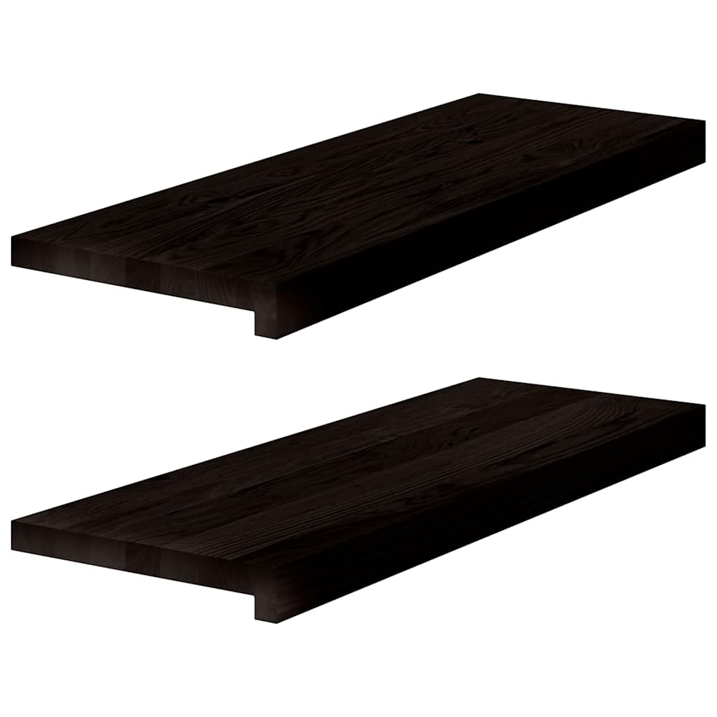 Stair Treads 2 pcs Dark Brown 70x30x2 cm Solid Wood Oak