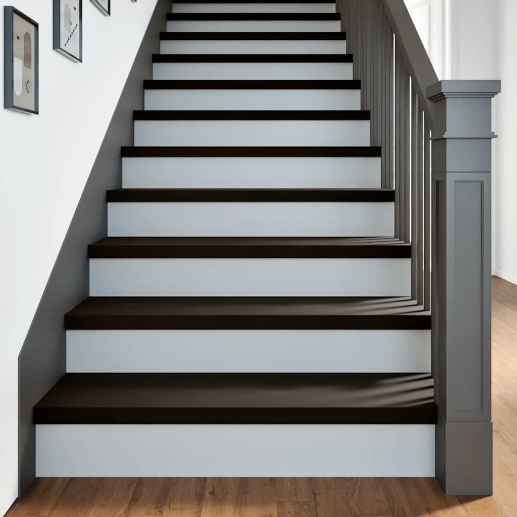 Stair Treads 2 pcs Brown Black 100x30x2 cm Solid Wood Oak
