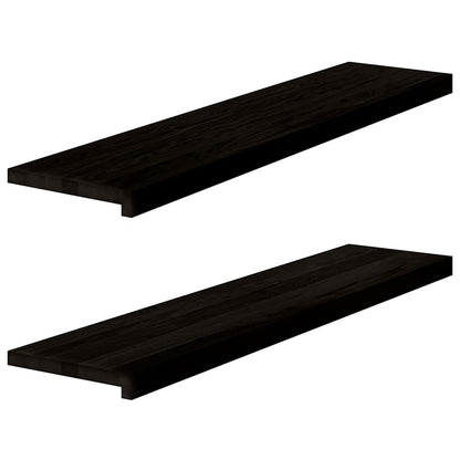 Stair Treads 2 pcs Brown Black 110x30x2 cm Solid Wood Oak