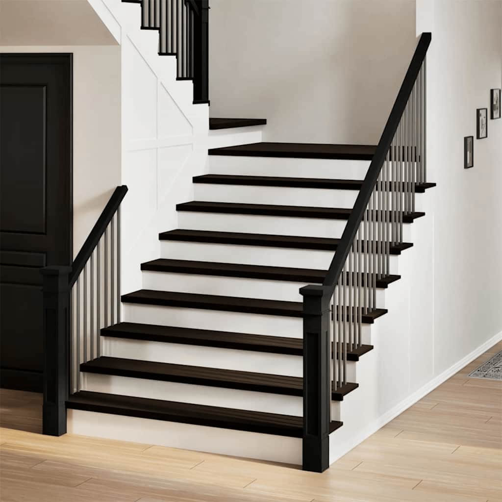 Stair Treads 2 pcs Brown Black 110x30x2 cm Solid Wood Oak