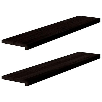 Stair Treads 2 pcs Brown Black 120x30x2 cm Solid Wood Oak