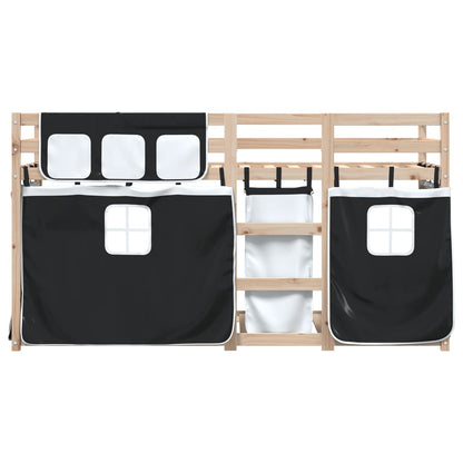Bunk Bed without Mattress White&Black 90x200 cm Solid Wood Pine