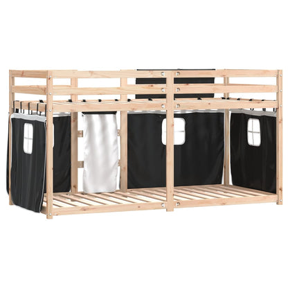 Bunk Bed without Mattress White&Black 90x200 cm Solid Wood Pine