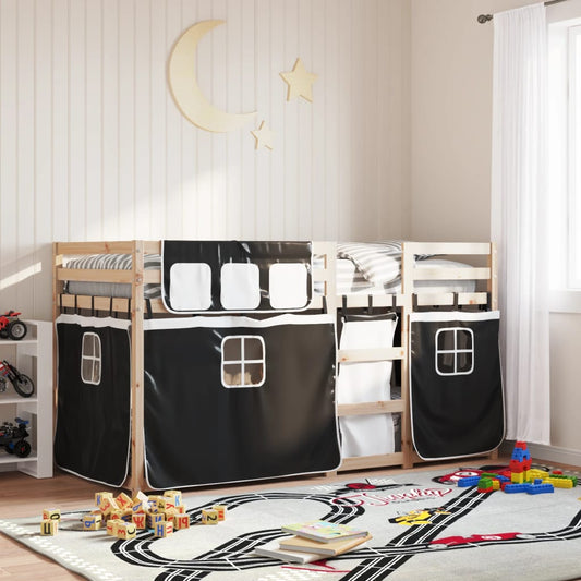 Bunk Bed without Mattress White&Black 90x200 cm Solid Wood Pine