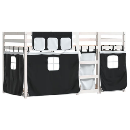 Bunk Bed without Mattress White&Black 90x200 cm Solid Wood Pine