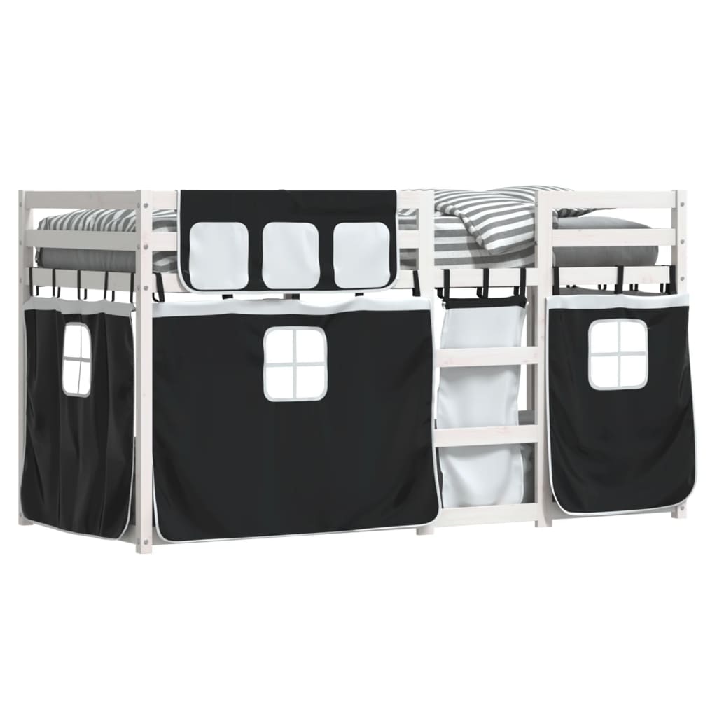 Bunk Bed without Mattress White&Black 90x200 cm Solid Wood Pine