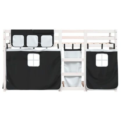 Bunk Bed without Mattress White&Black 90x200 cm Solid Wood Pine