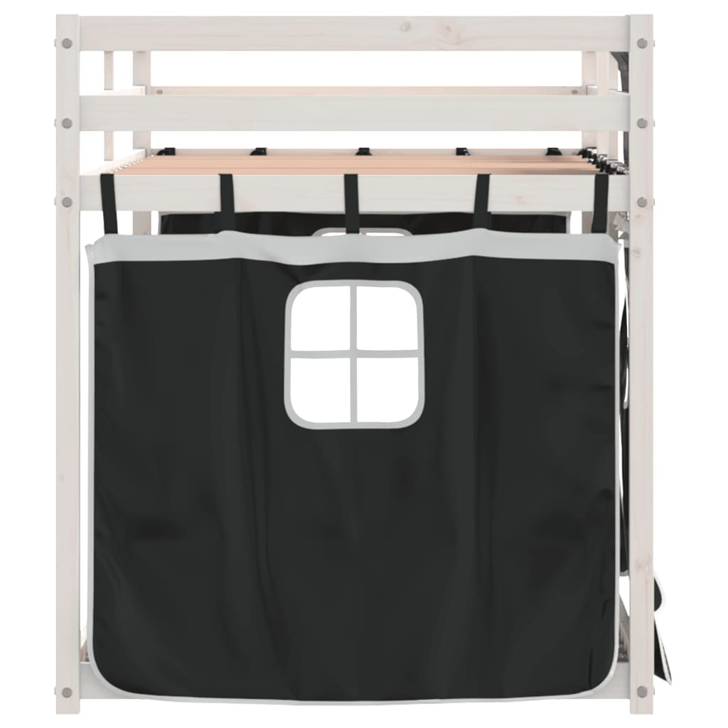 Bunk Bed without Mattress White&Black 90x200 cm Solid Wood Pine