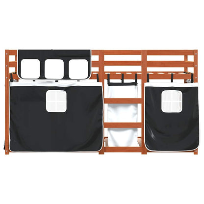 Bunk Bed without Mattress White&Black 80x200 cm Solid Wood Pine