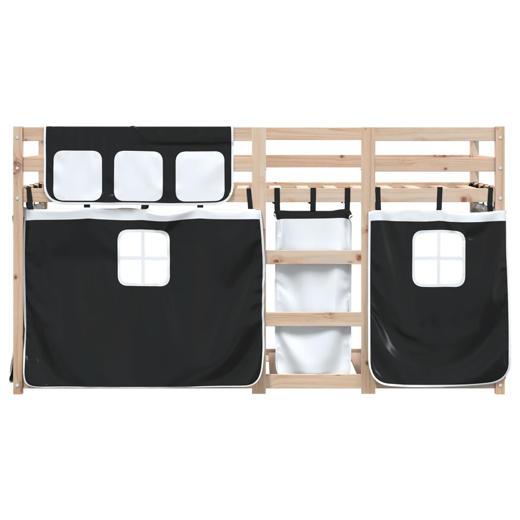 Bunk Bed without Mattress White&Black 90x200 cm Solid Wood Pine