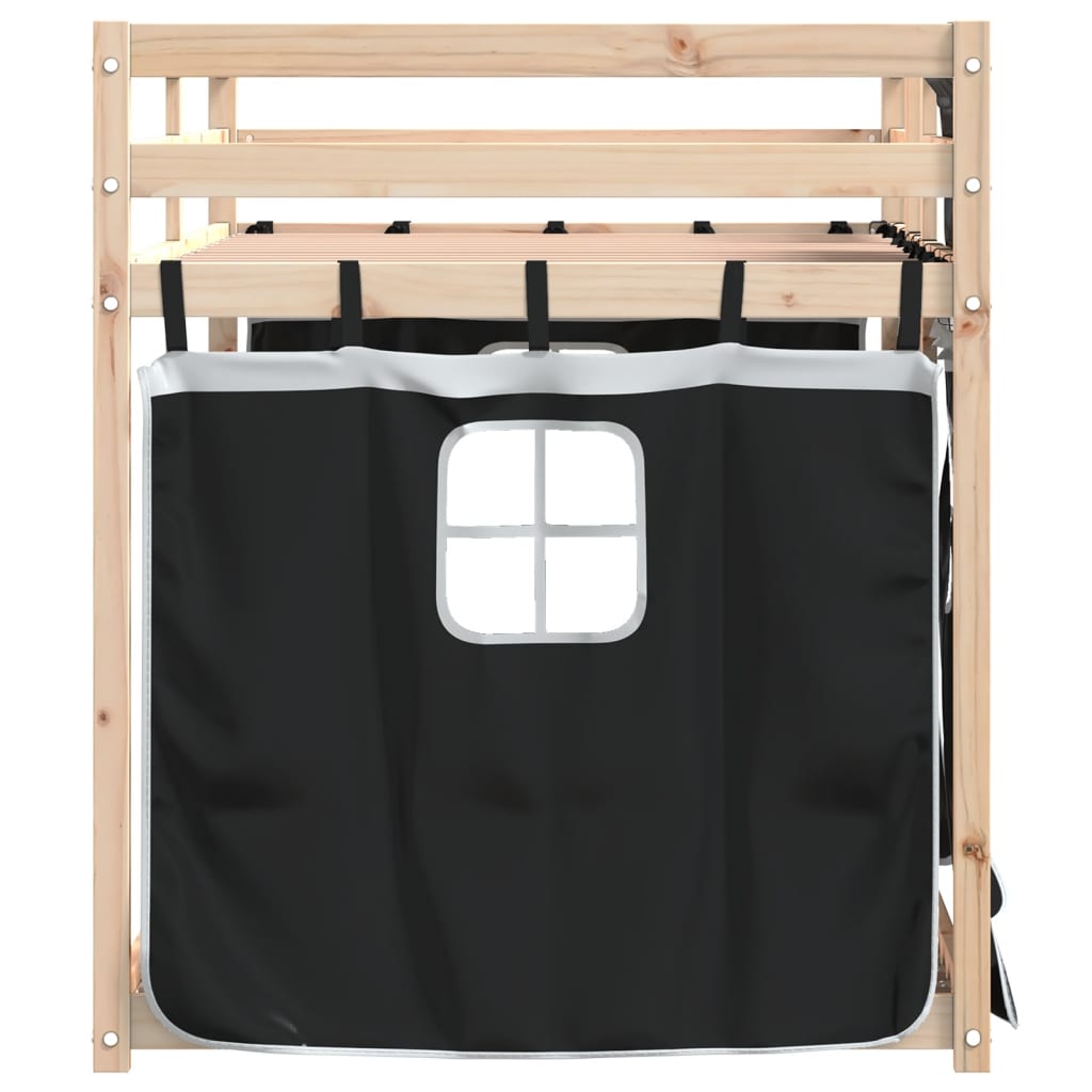 Bunk Bed without Mattress White&Black 90x200 cm Solid Wood Pine