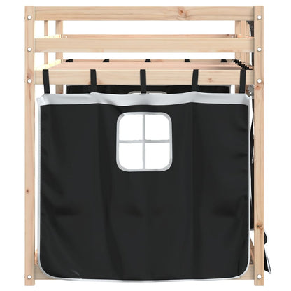 Bunk Bed without Mattress White&Black 90x200 cm Solid Wood Pine