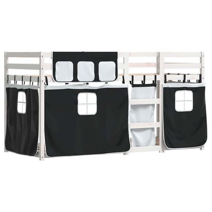 Bunk Bed without Mattress White&Black 90x200 cm Solid Wood Pine