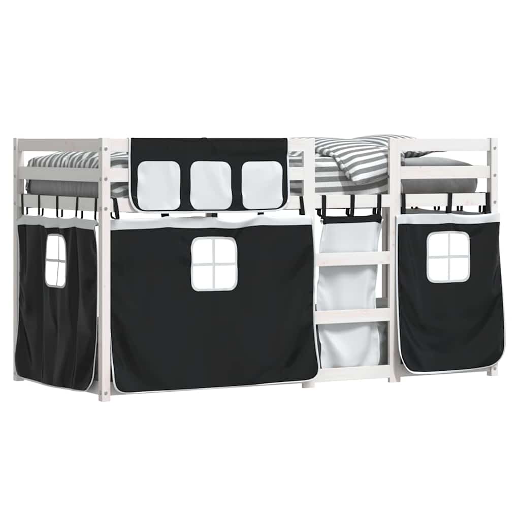 Bunk Bed without Mattress White&Black 90x200 cm Solid Wood Pine